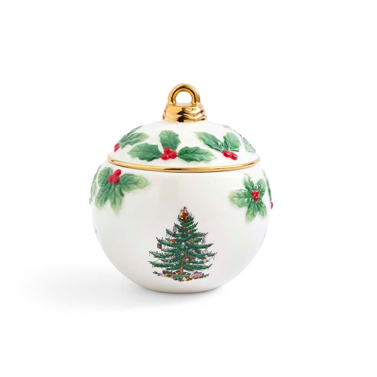 Spode Christmas Tree Bauble Lidded Candy Bowl