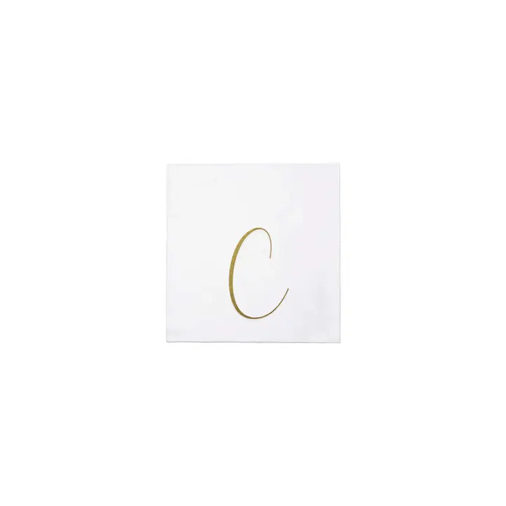 Vietri Papersoft Gold Monogram Cocktail Napkins, C