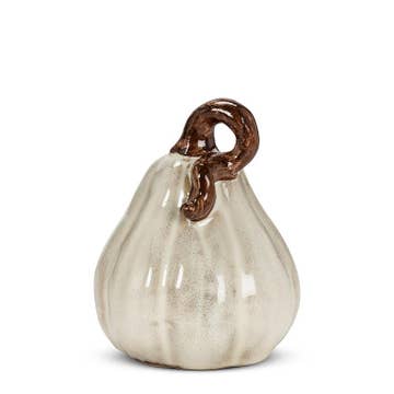 Ivory Ceramic Pumpkin, Small