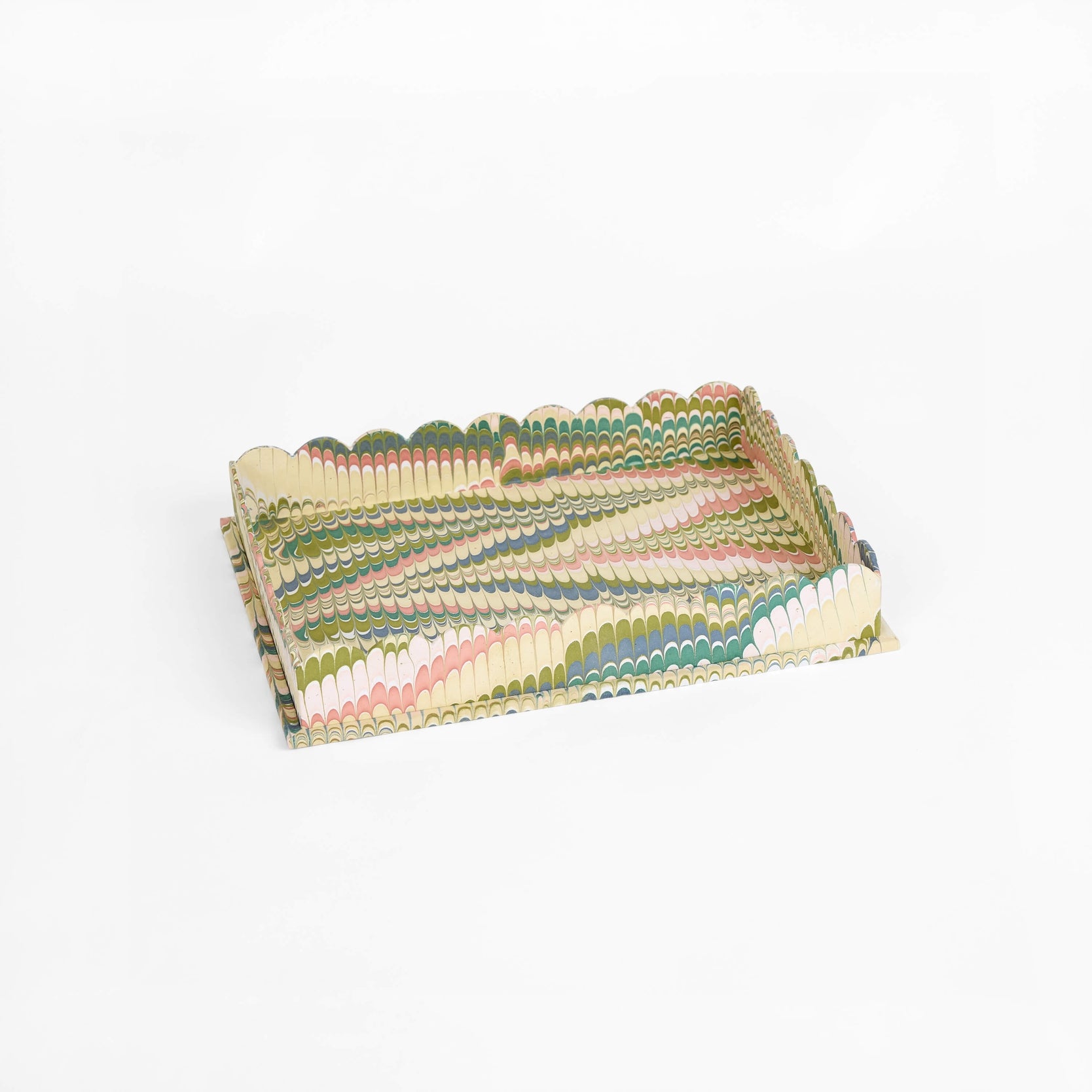 Hayes Marbled Trays, Set of 2, Moss Mix