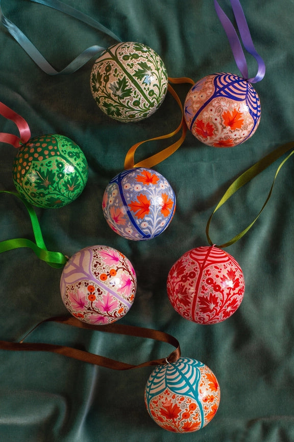 Pink & Lilac Kashmiri Handpainted Ornament