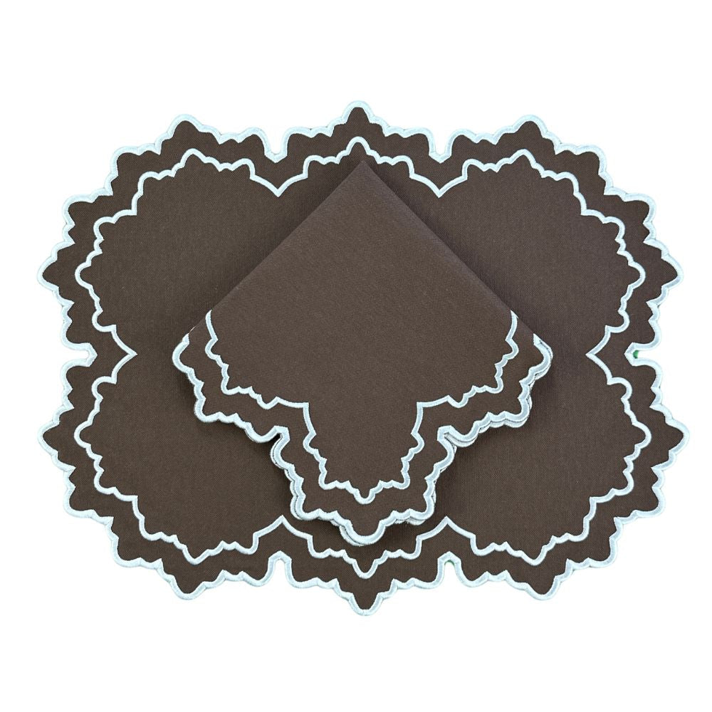 Whitley Placemat, Cocoa & White, Set of 4