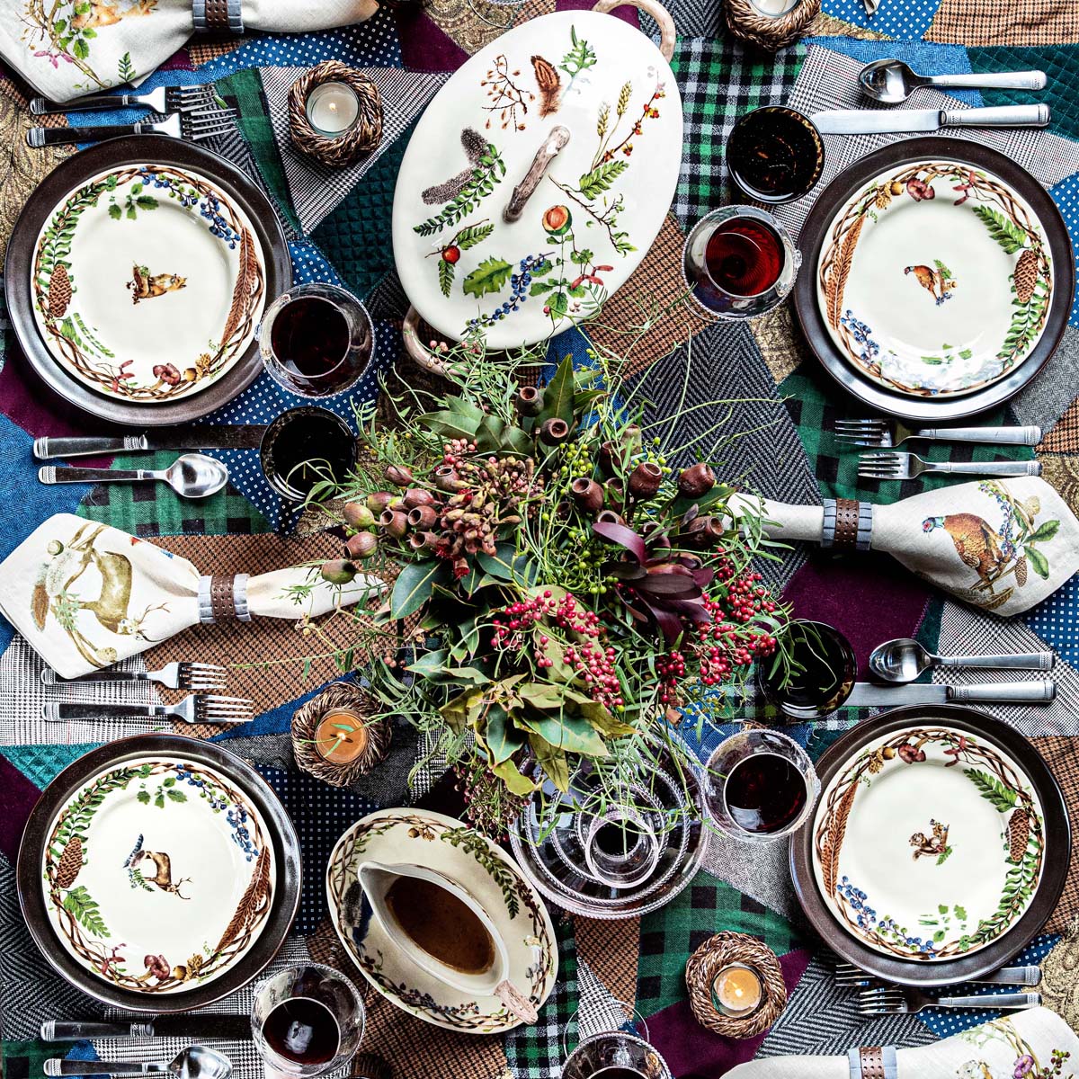 Juliska Forest Walk Animal Dessert/Salad Assorted Plates, Set of 4