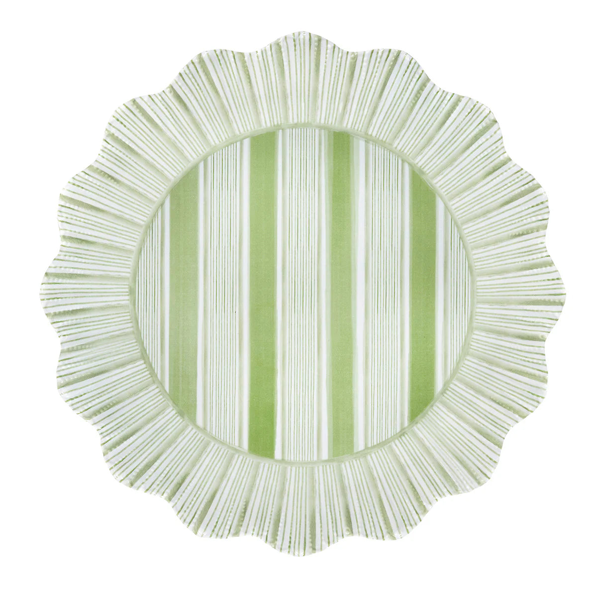 Juliska Cabana Stripe Melamine Dinner Plate, Seagrass