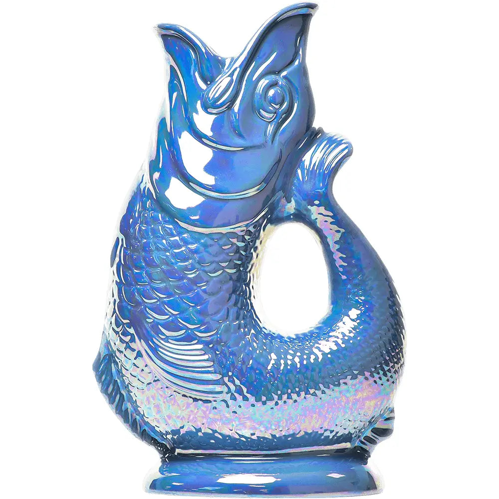 Sea Blue Lustre Gluggle Jug, Extra Large