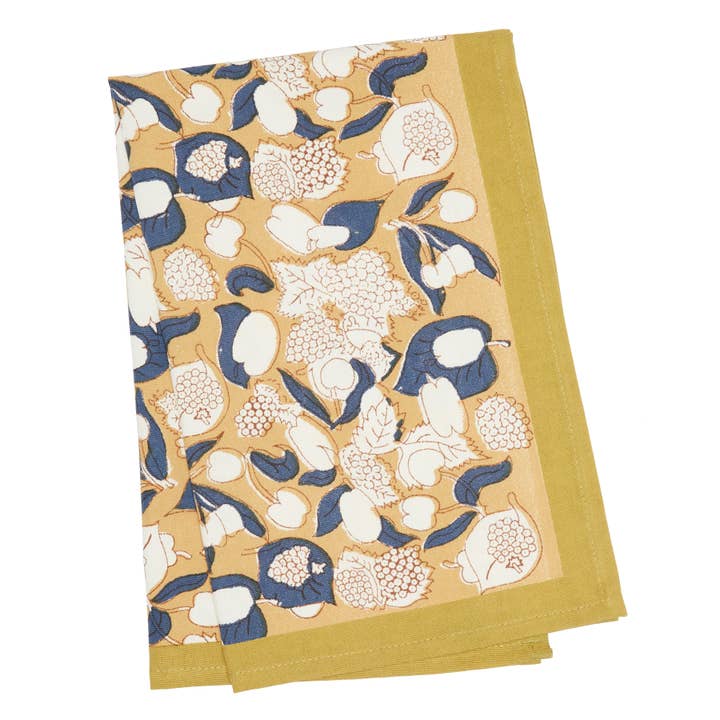 Forest Harvest Mustard & Blue Tea Towel