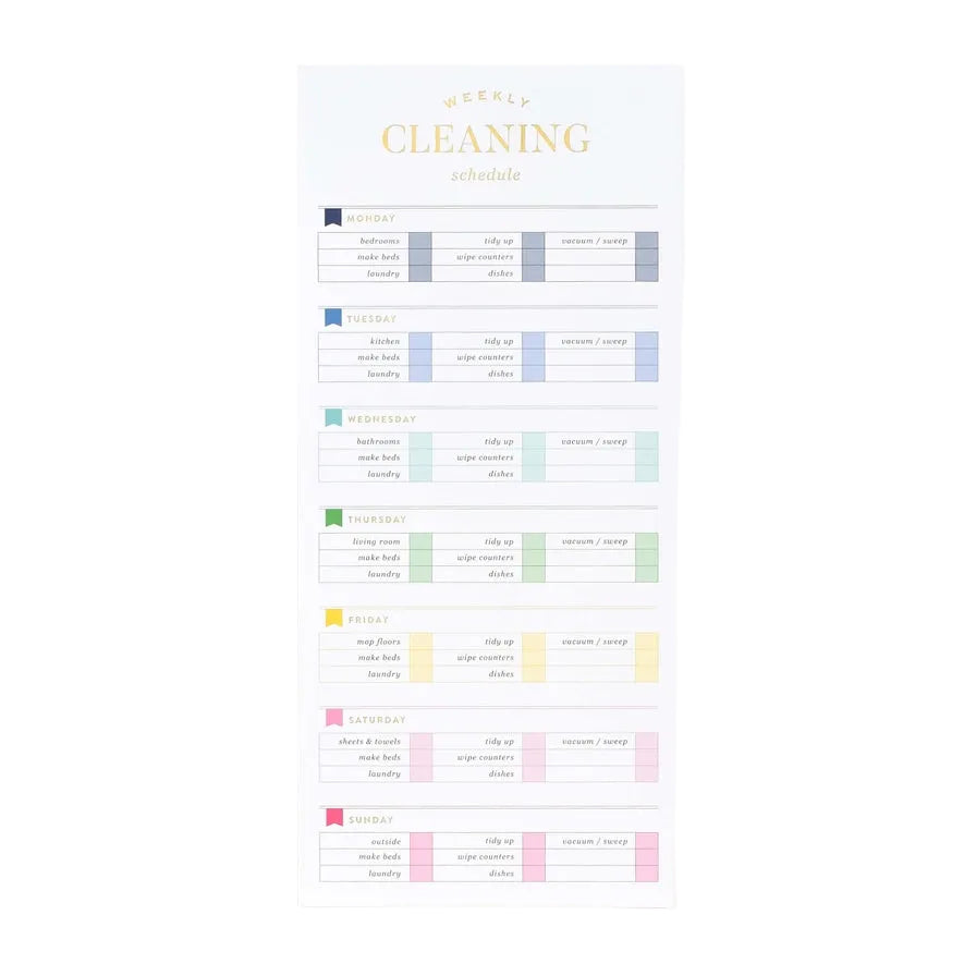 Tall Notepad, Weekly Cleaning