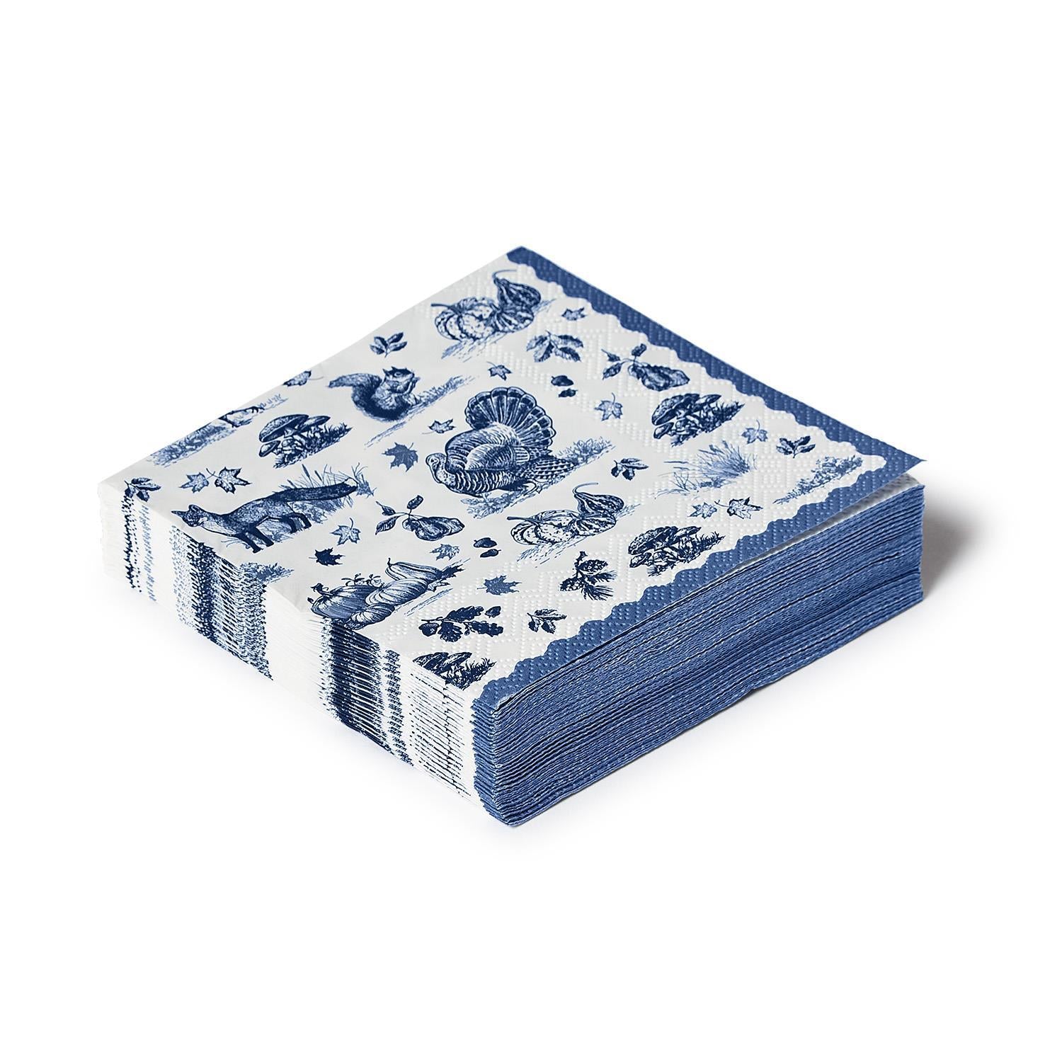Falling for Blue Toile Paper Cocktail Napkins