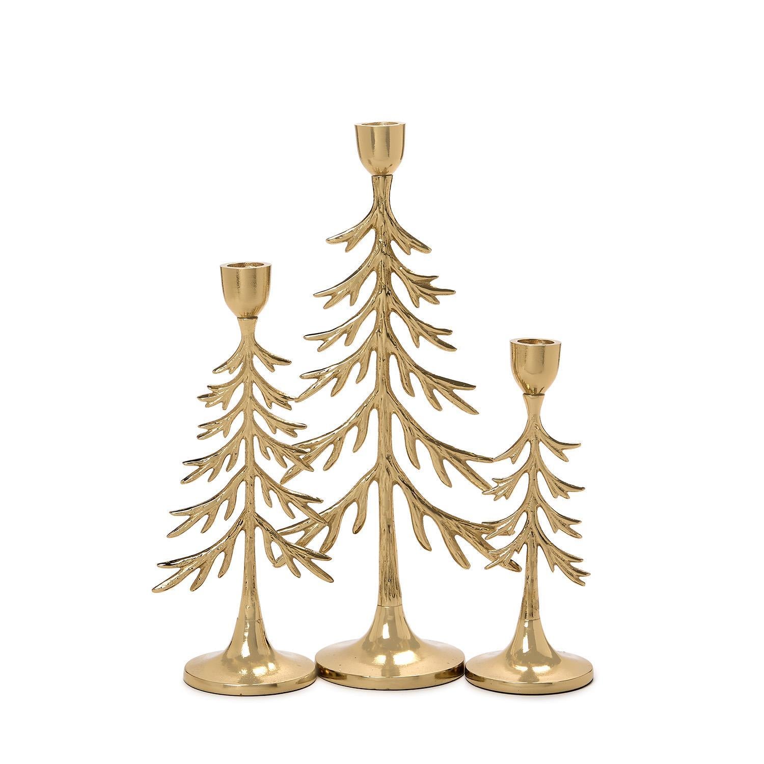 Holiday Forsest Taper Candleholders, Set of 3