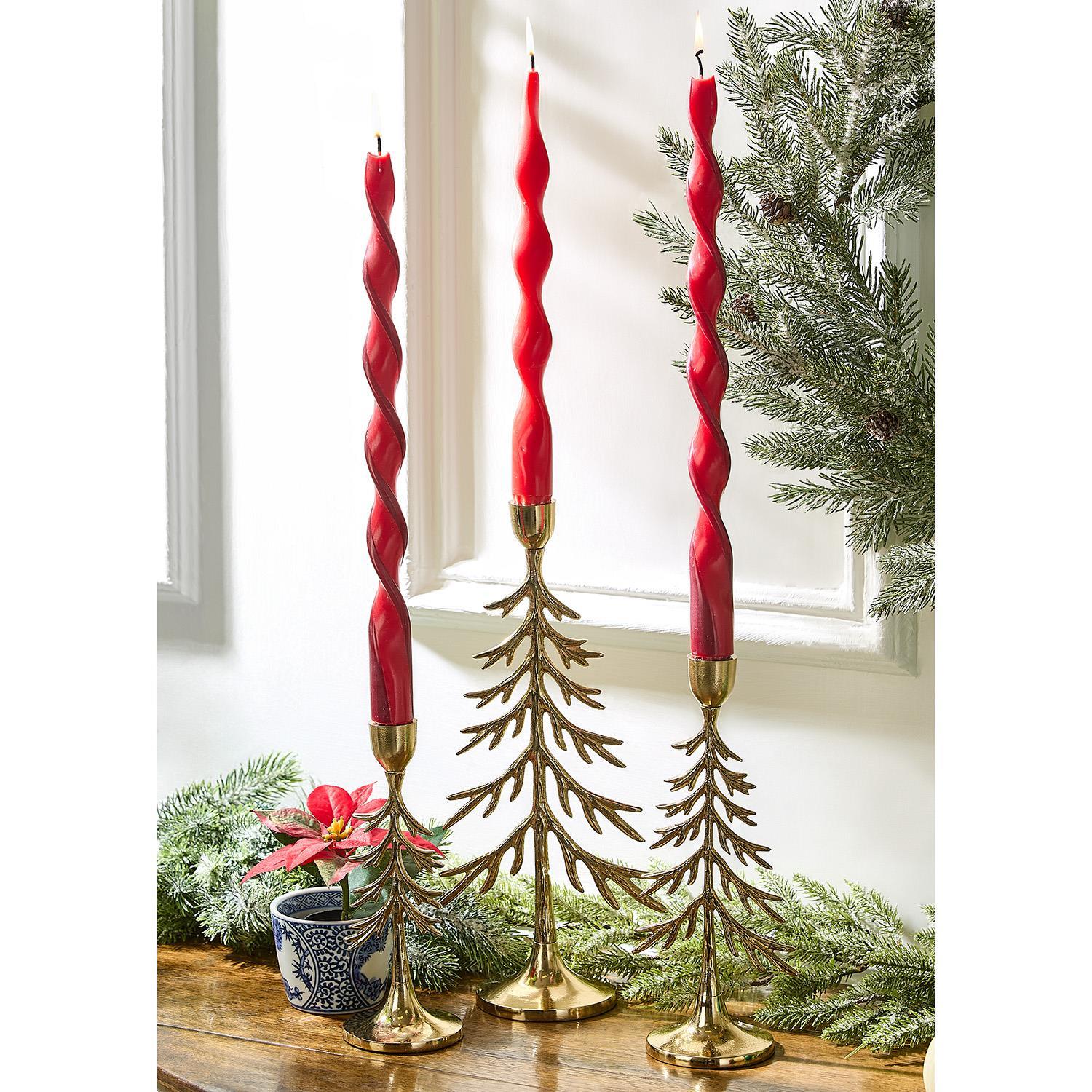 Holiday Forsest Taper Candleholders, Set of 3