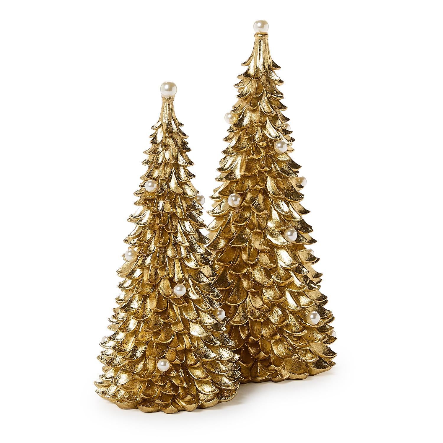 Lavish Gold Trees with Pearl Accents, Set of 2
