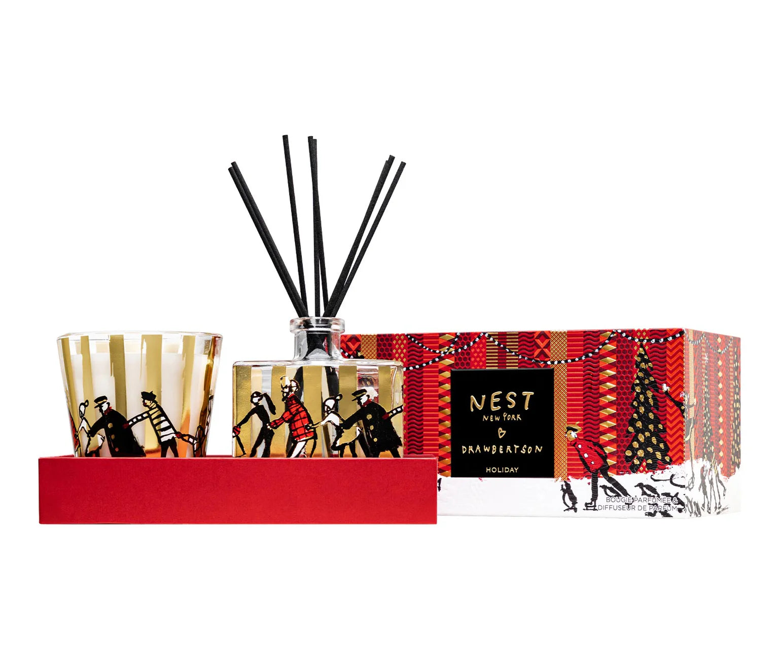 Nest New York x Drawbertson Holiday Classic Candle & Reed Diffuser Set
