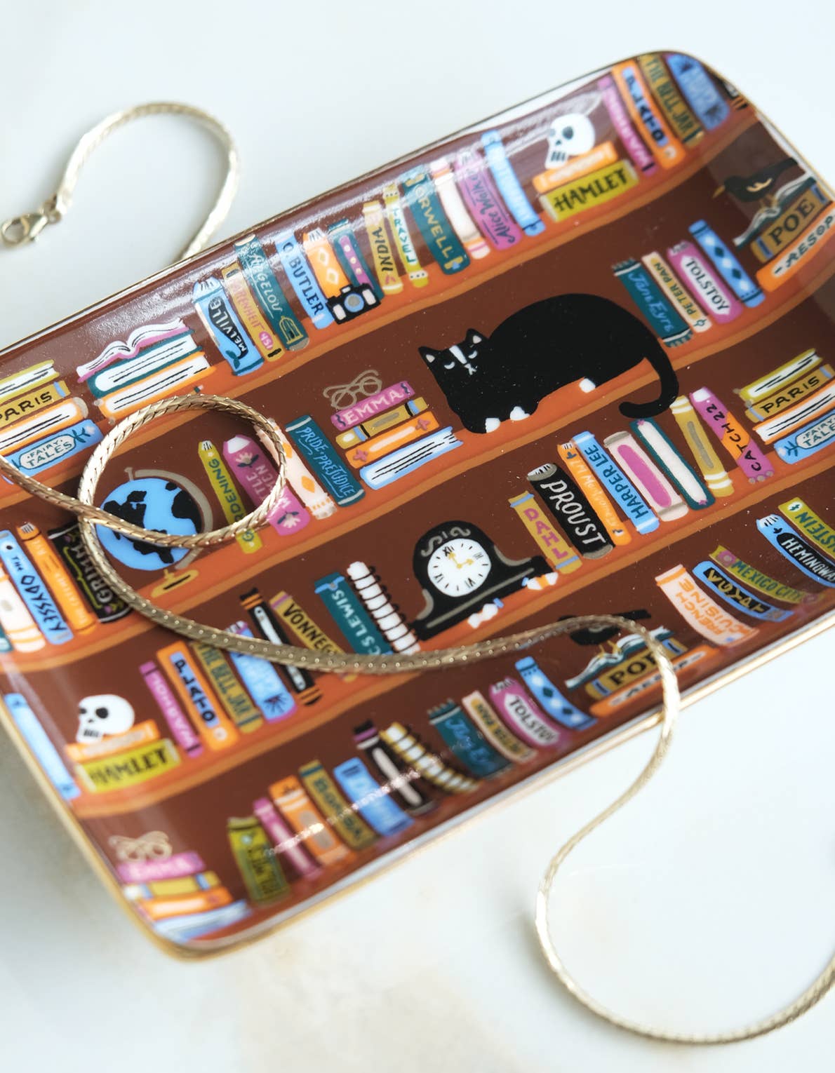Bookshelf Porcelain Trinket Tray