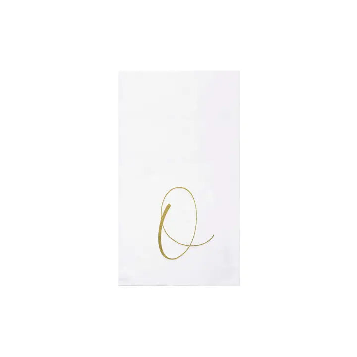 Vietri Papersoft Gold Monogram Guest Towel Napkins, O