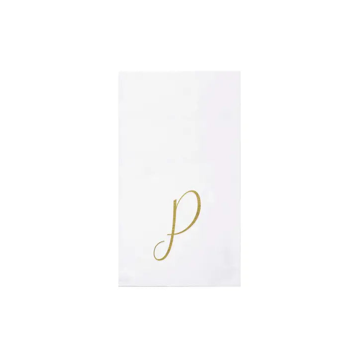 Vietri Papersoft Gold Monogram Guest Towel Napkins, P