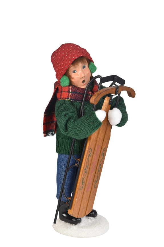 Byers Choice Skiing & Sledding Family Boy