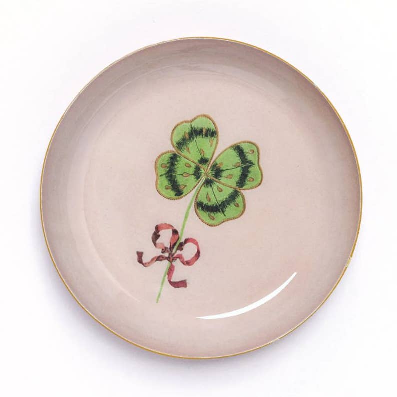 Clover Round Enamel Tray