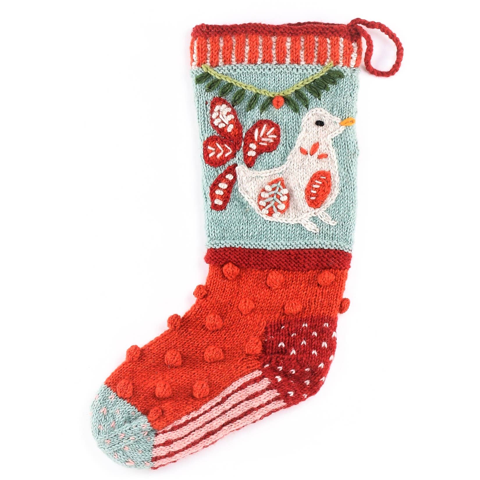 Dove Christmas Embroidered Stocking