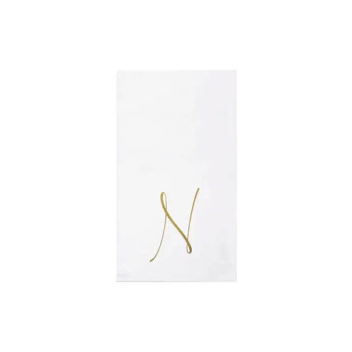 Vietri Papersoft Gold Monogram Guest Towel Napkins, N