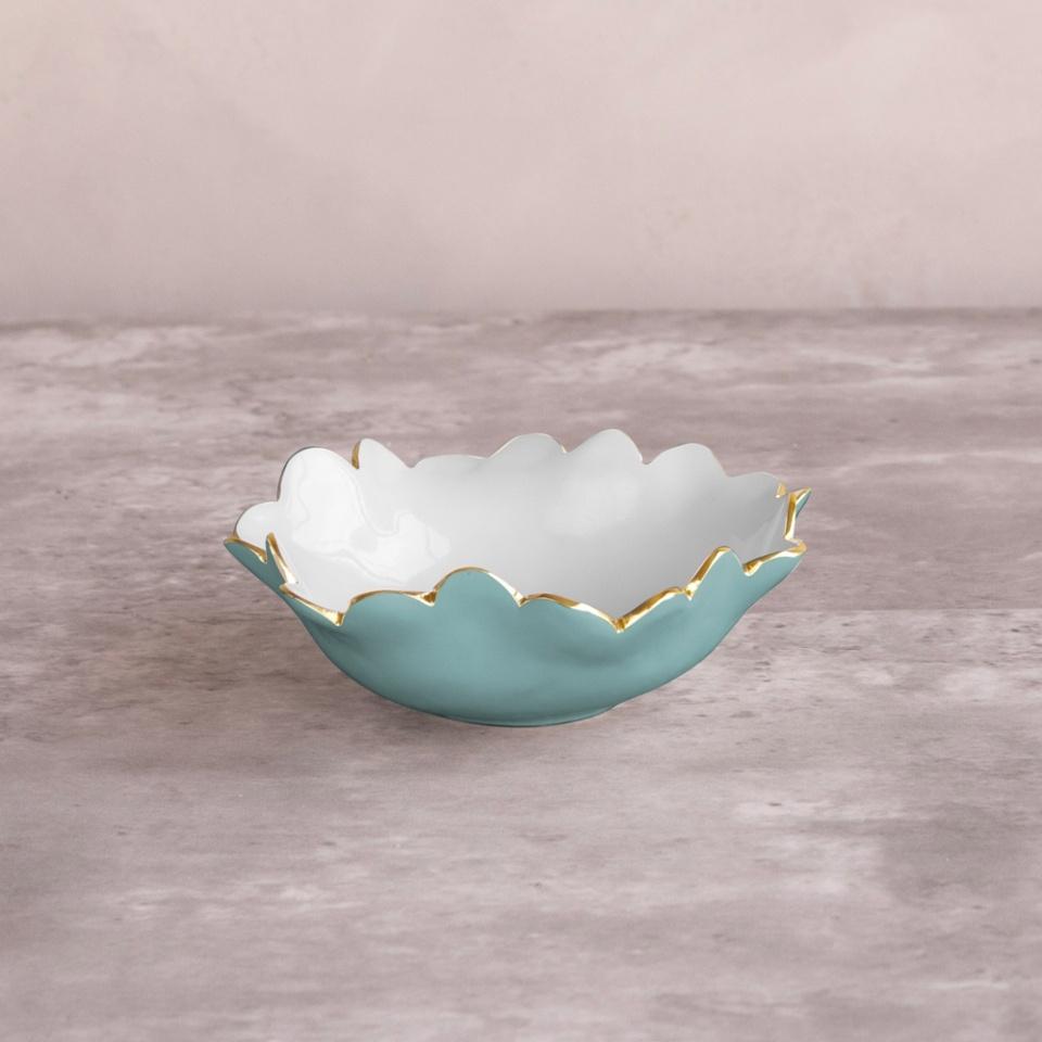 Beatriz Ball Colette Mini Round Bowl, Turquoise & White