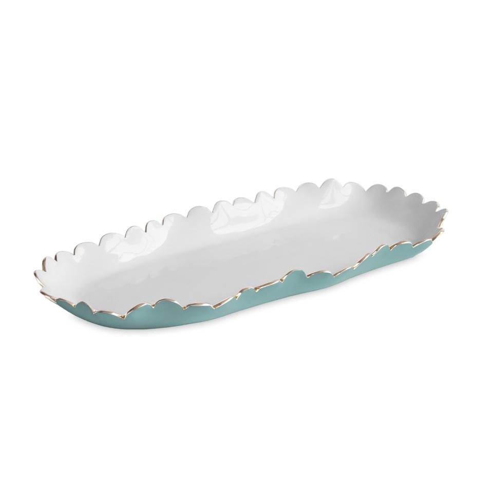 Beatriz Ball Colette Oblong Tray, Turquoise & White