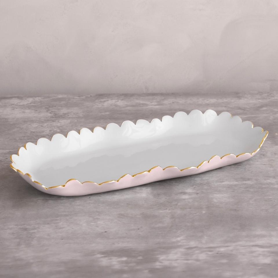 Beatriz Ball Colette Oblong Tray, Camellia & White