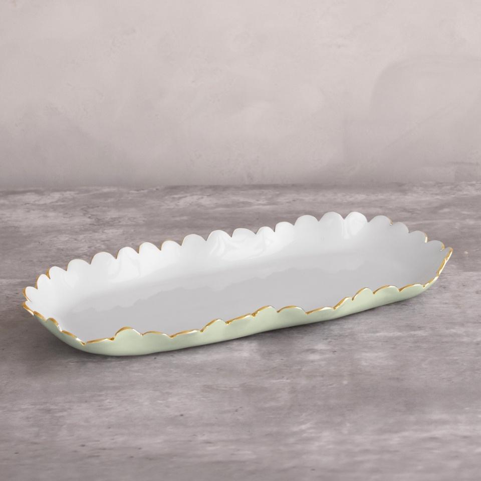 Beatriz Ball Colette Oblong Tray, Pistachio & White