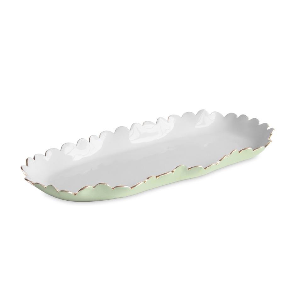 Beatriz Ball Colette Oblong Tray, Pistachio & White