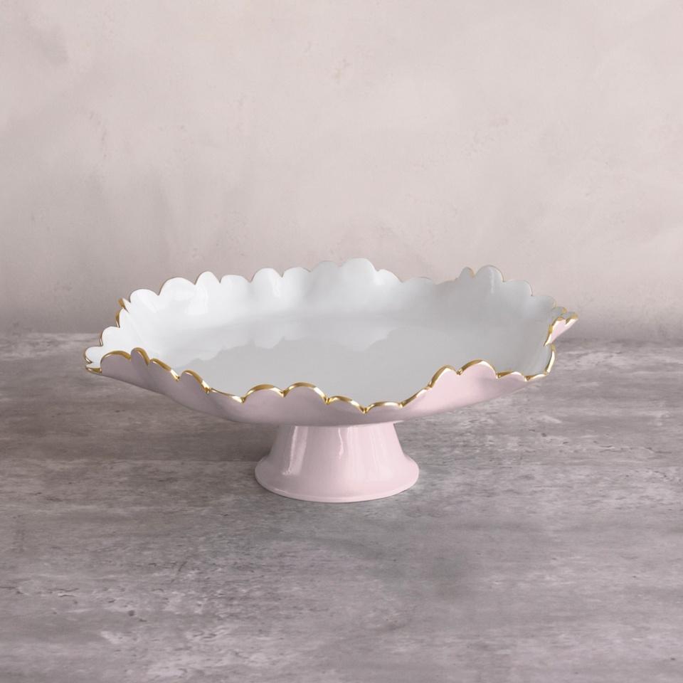 Beatriz Ball Colette Pedestal Cake Plate, Camellia & White