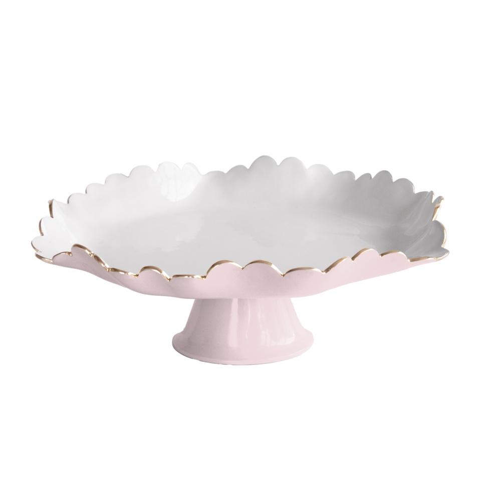 Beatriz Ball Colette Pedestal Cake Plate, Camellia & White