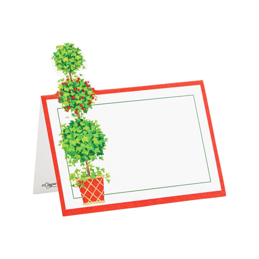 Caspari Christmas Topiaries Die-Cut Place Cards