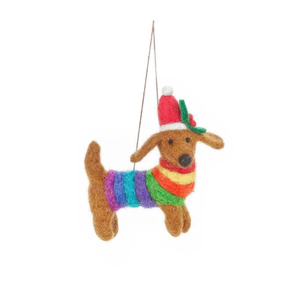Festive Dachshund Felt Ornament