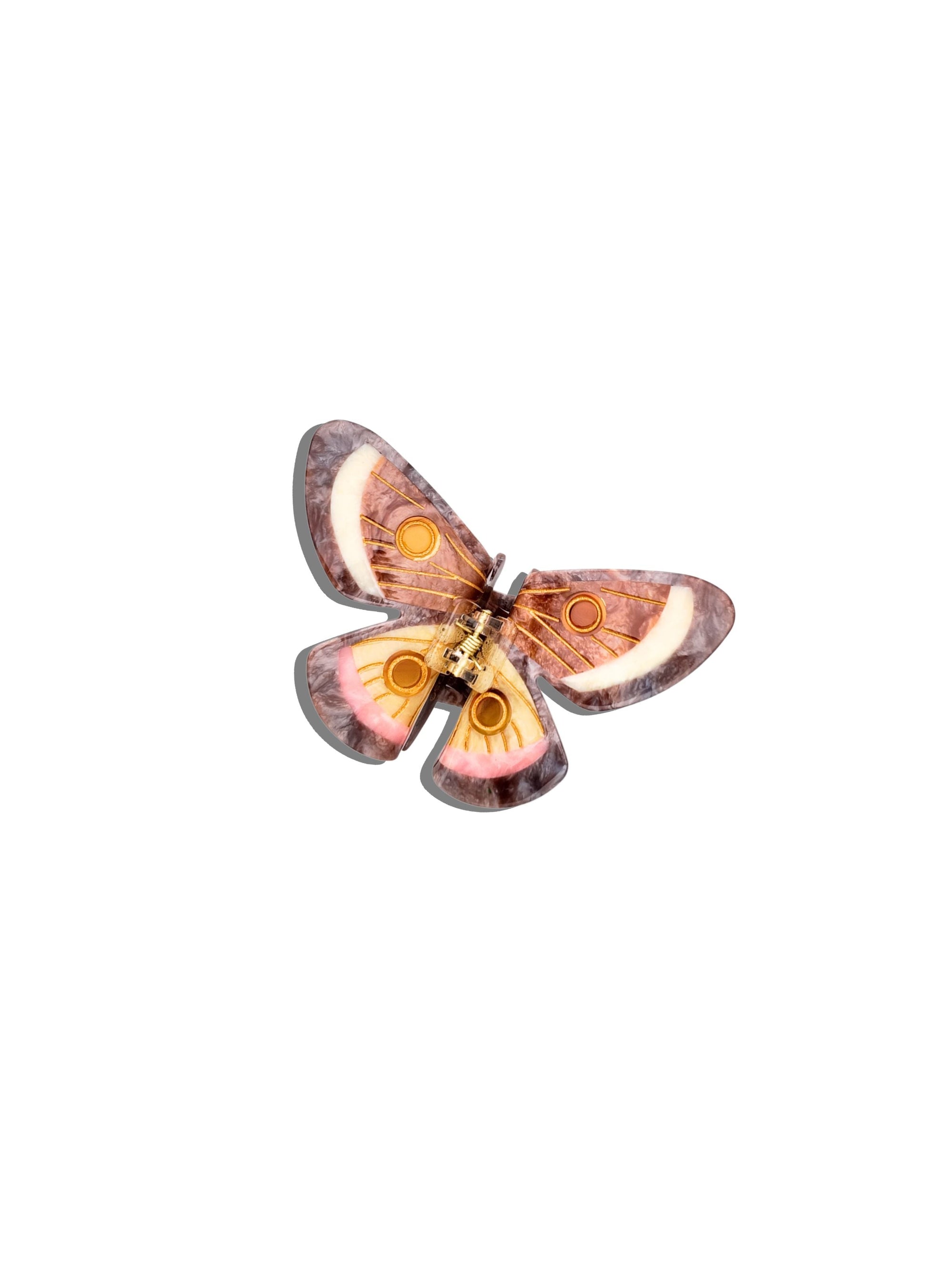 Hand-Painted Emperor Silk Moth Claw Hair Clip