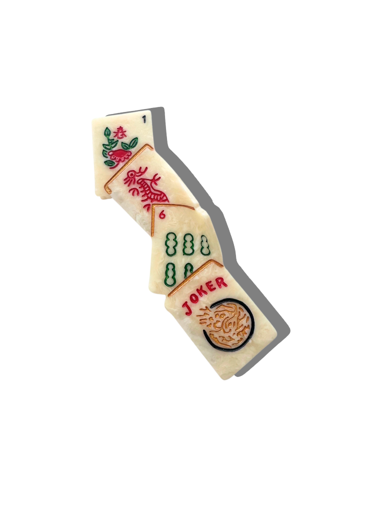 Hand-Painted Mahjong Claw Hair Clip