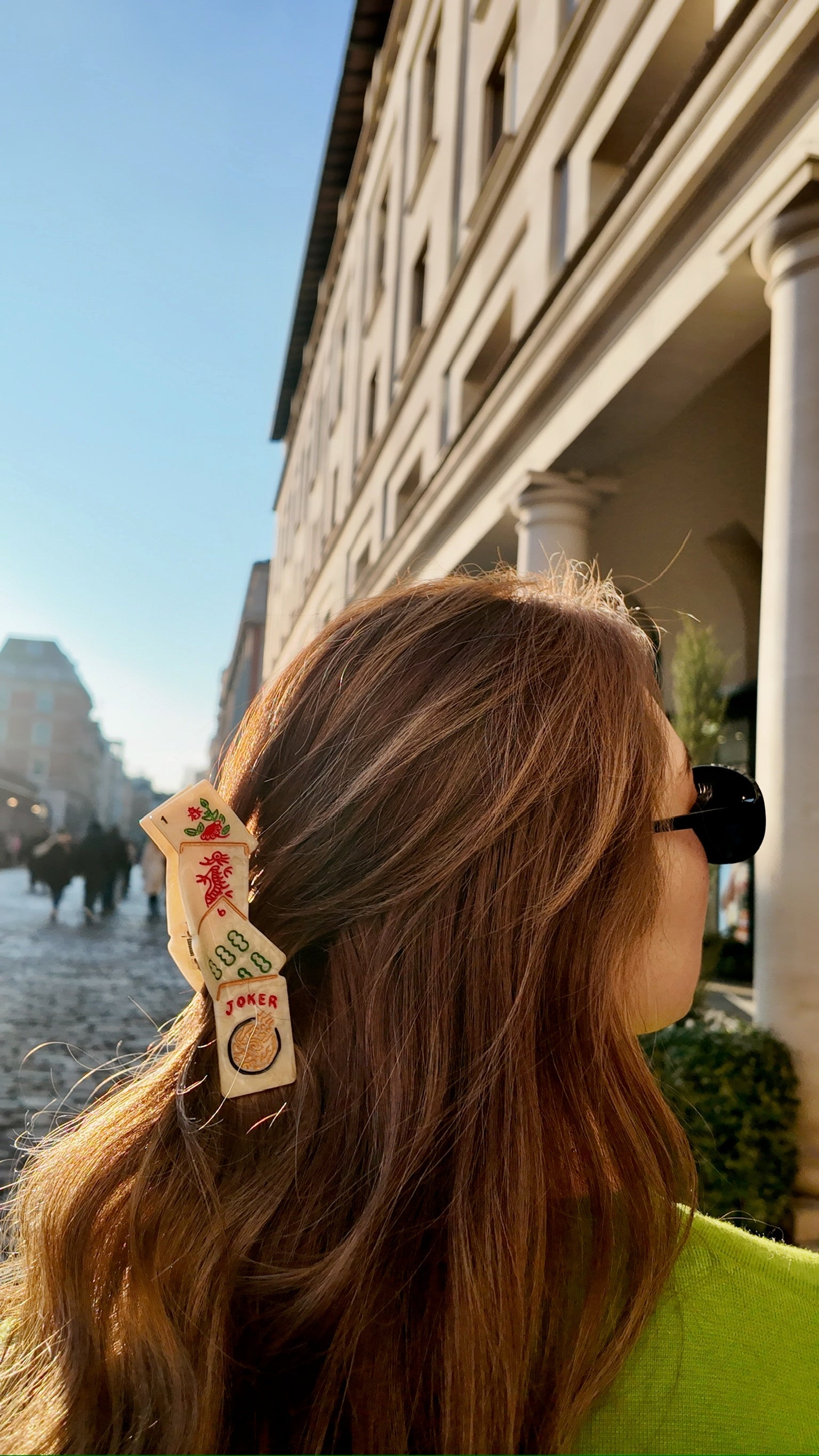 Hand-Painted Mahjong Claw Hair Clip