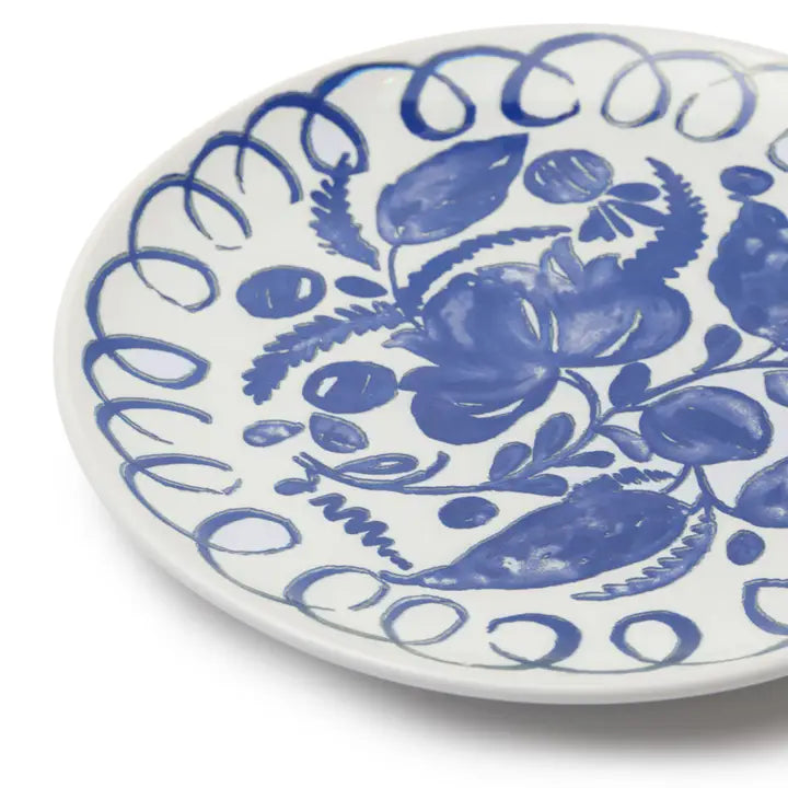 Amalfi Dessert Plate, White & Blue