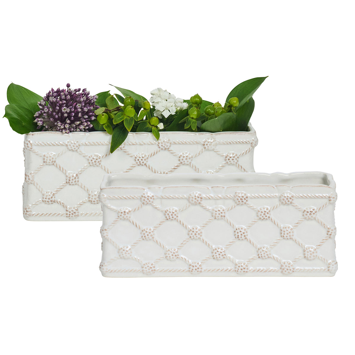 Juliska Berry & Thread Whitewash Petite Parterre Garden Planter, Set of 2