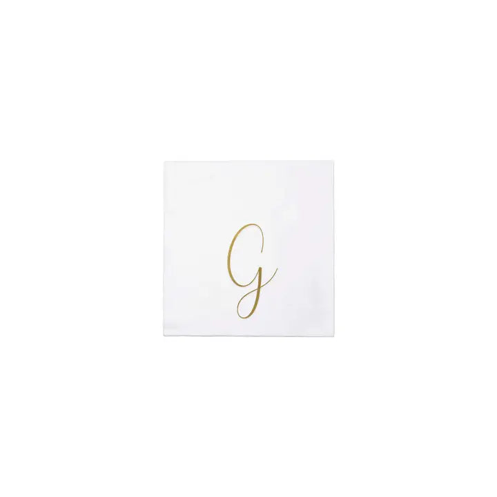 Vietri Papersoft Gold Monogram Cocktail Napkins, G