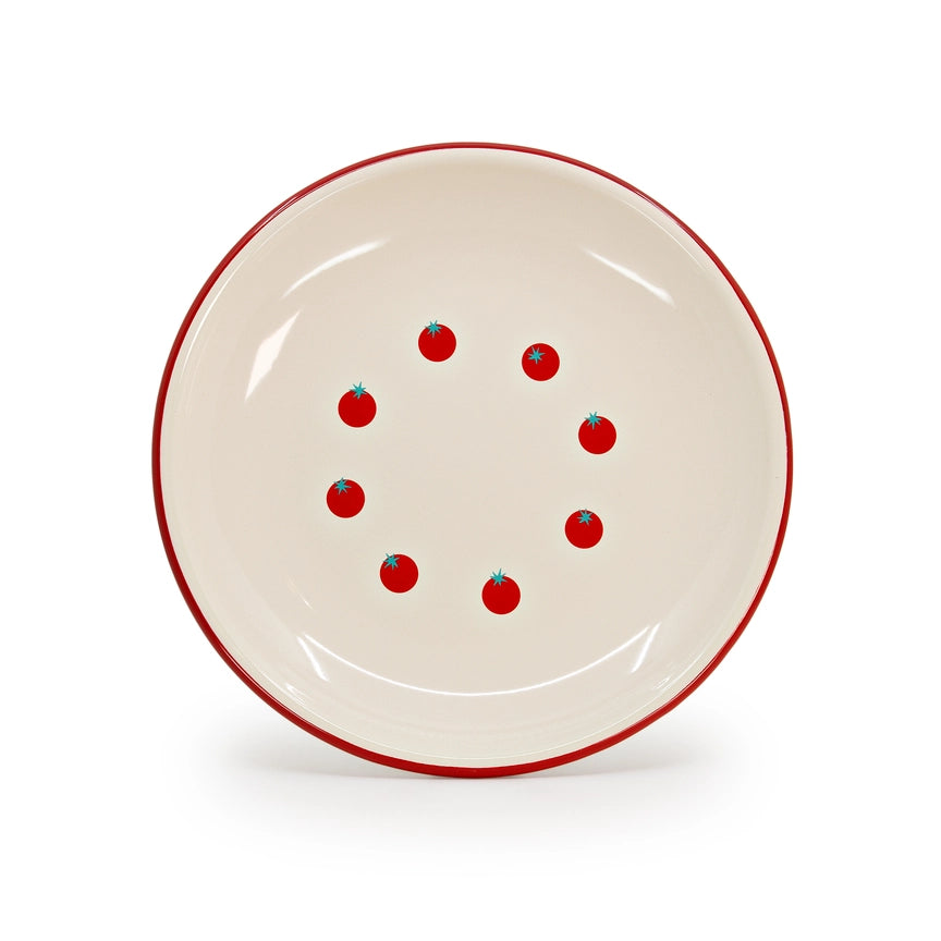 Dan Pelosi x CCH Tomato Coupe Dinner Plate, Red Rim