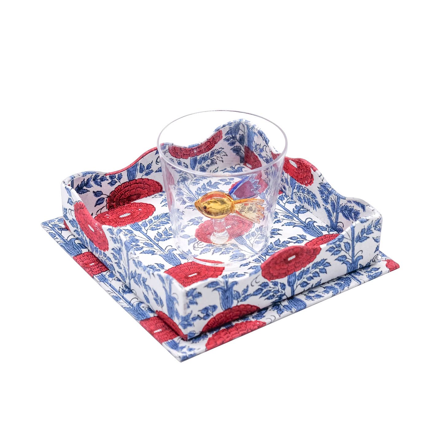Hendricks Cocktail Napkin Tray, Red/Blue