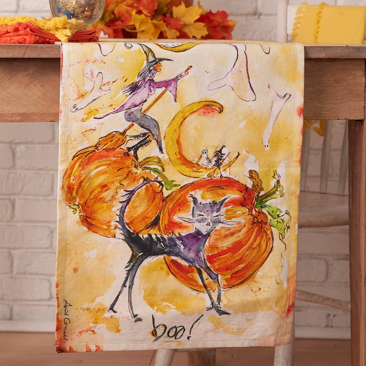 Boo! Watercolor Table Runner