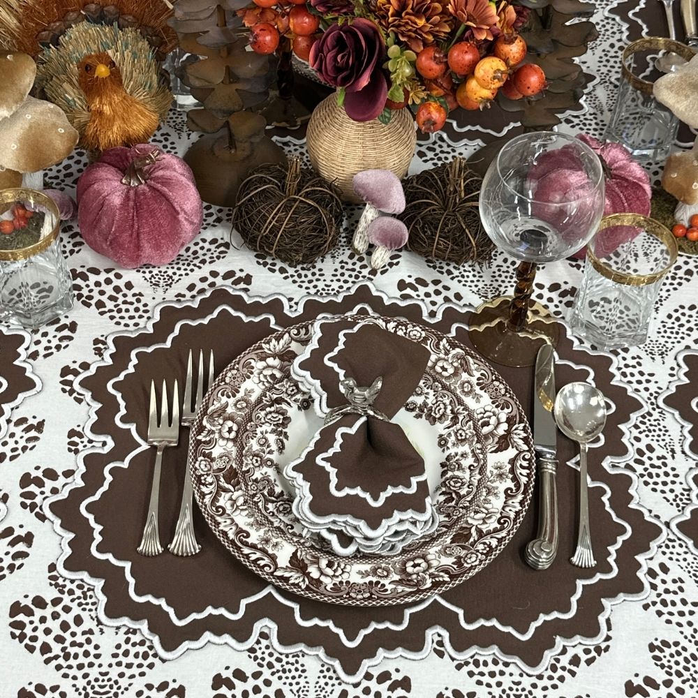 Whitley Napkin, Cocoa & White, Set of 4