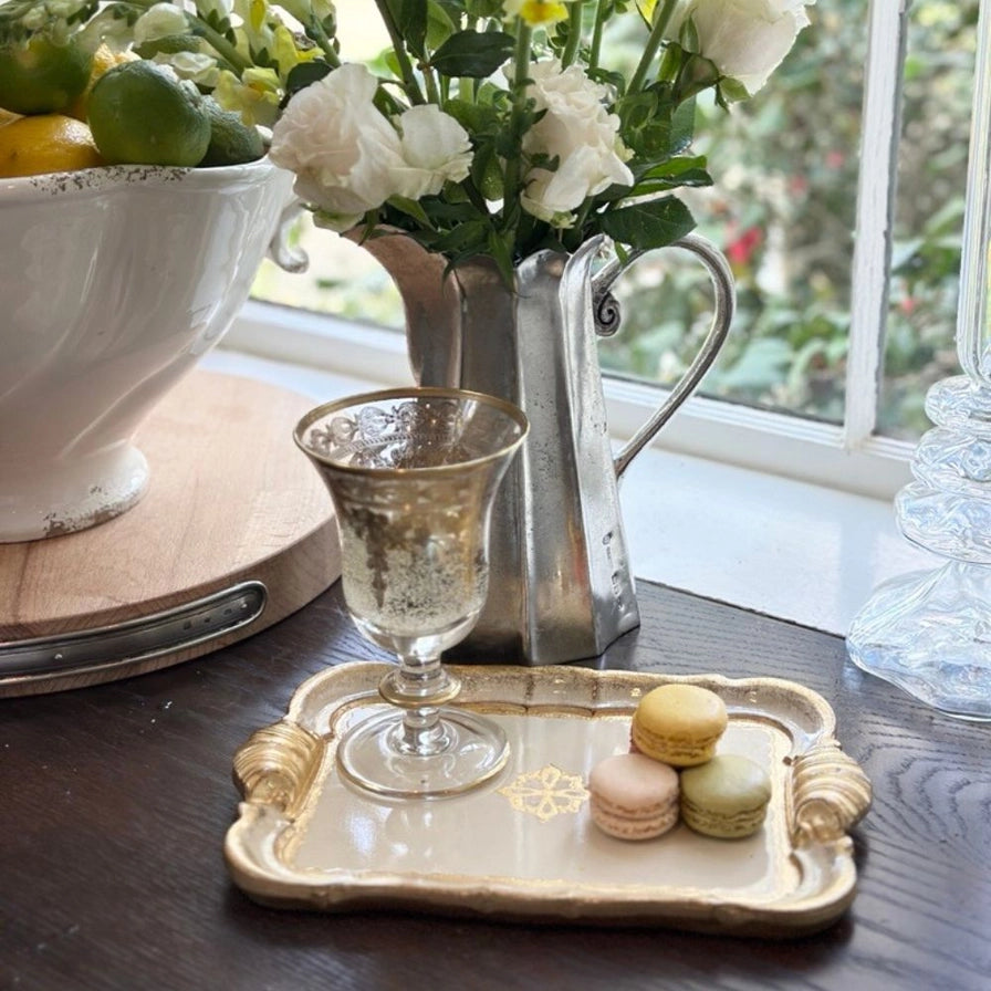 Florentino Baroque Wooden Tray, Taupe