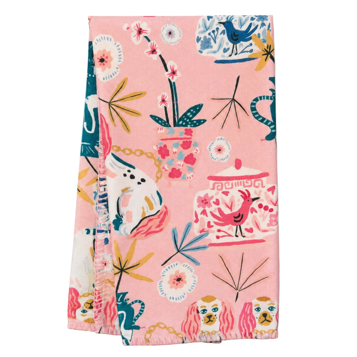 Staffordshire Tea Towel, Pink