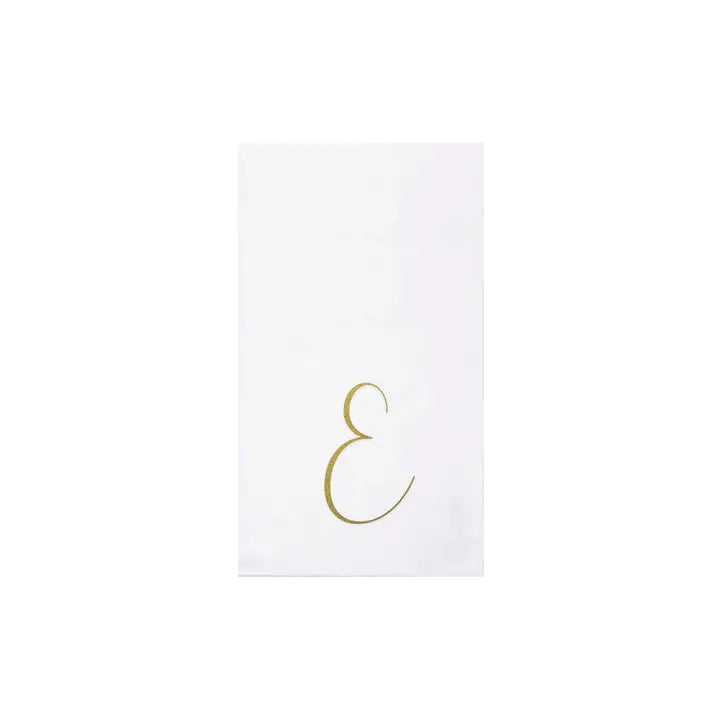 Vietri Papersoft Gold Monogram Guest Towel Napkins, E