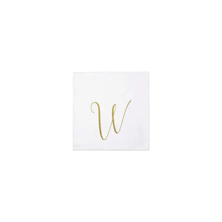 Vietri Papersoft Gold Monogram Cocktail Napkins, W