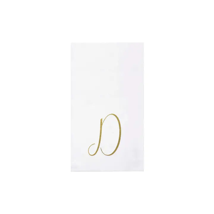 Vietri Papersoft Gold Monogram Guest Towel Napkins, D