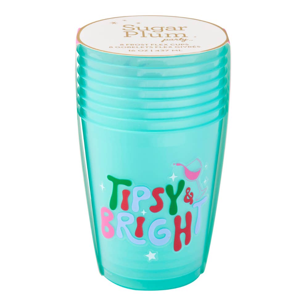 Tipsy & Bright Christmas Cocktail Frost Flex Cups, Pack of 8