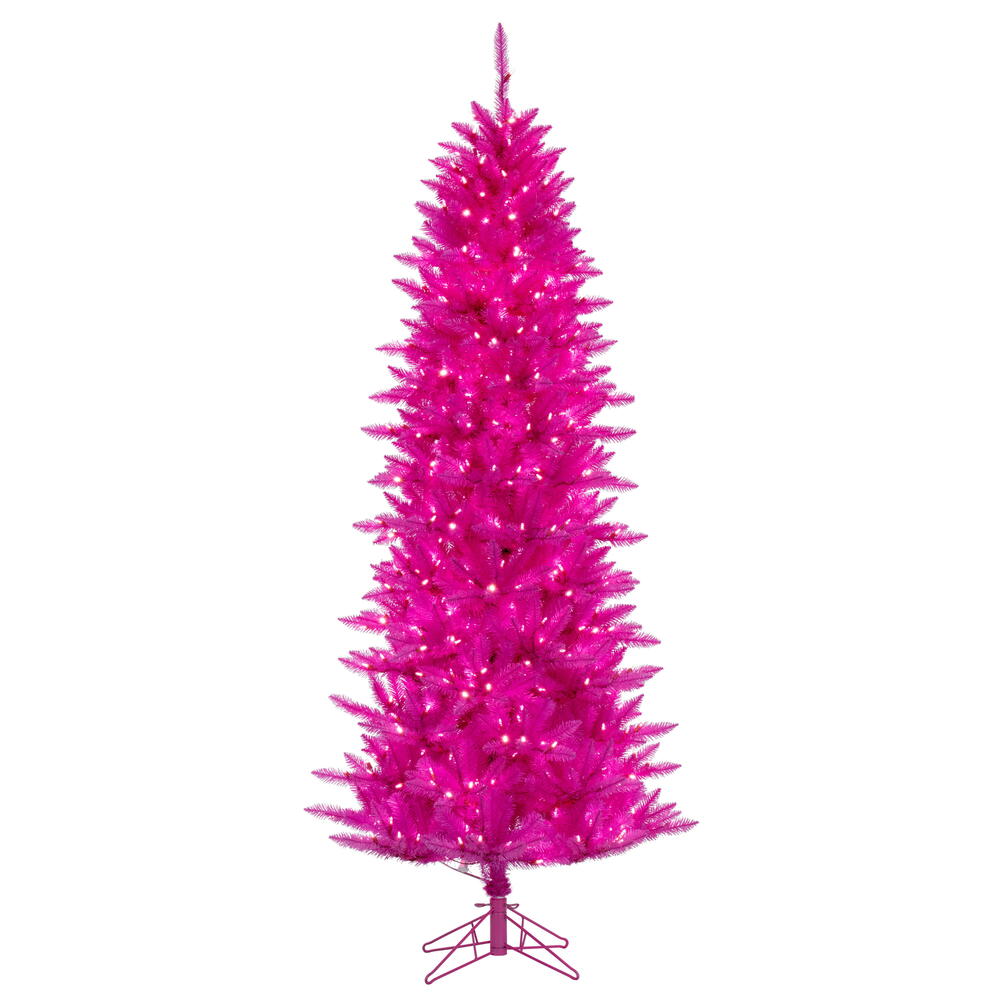 Hot Pink Prelit Faux Christmas Tree, 9'H