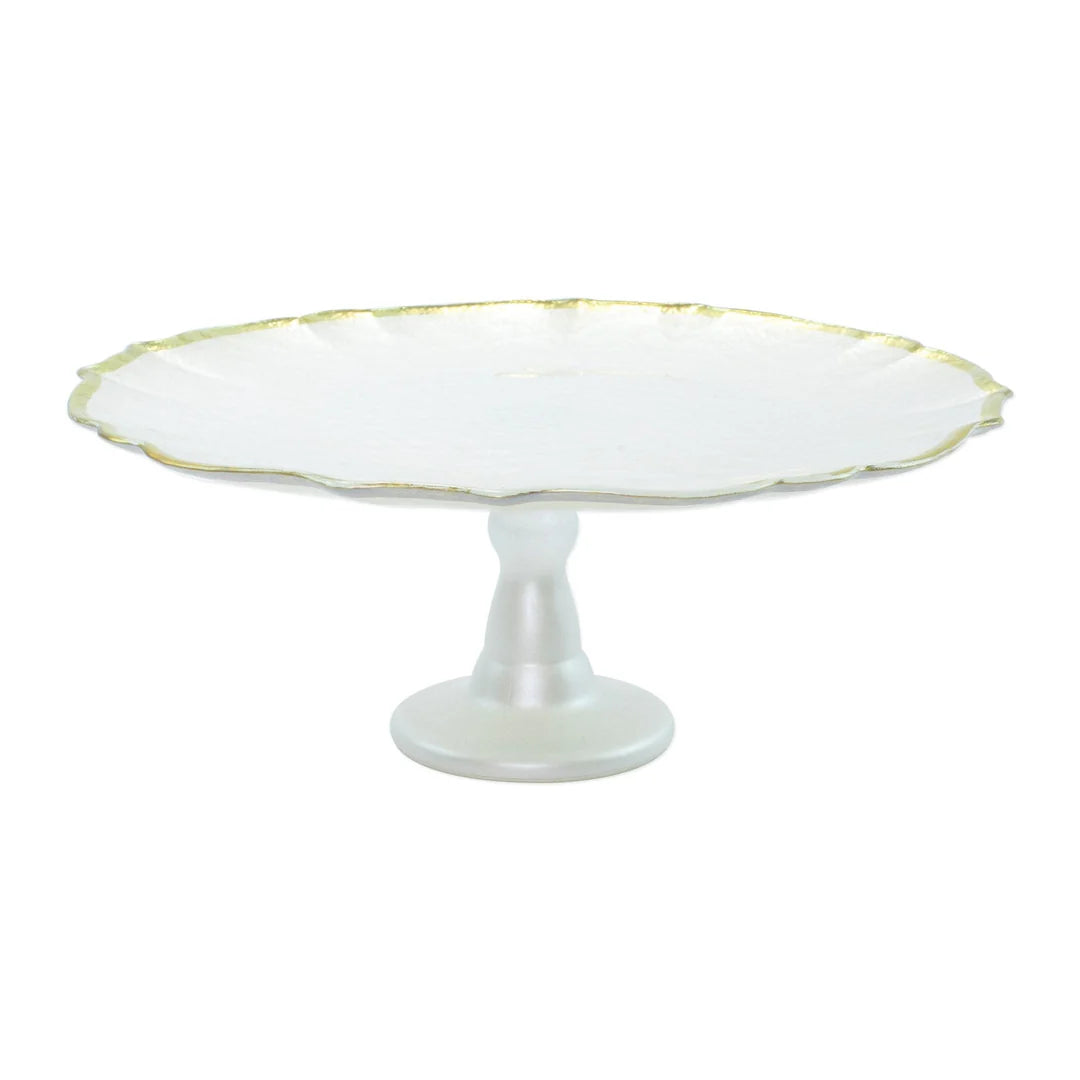 Vietri Baroque Glass Cake Stand, White